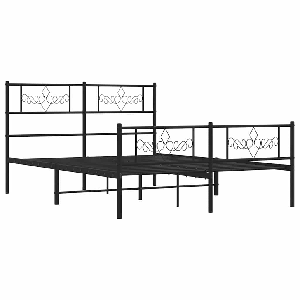 Cadre de lit métal sans matelas avec pied de lit noir 135x190cm - XIOS