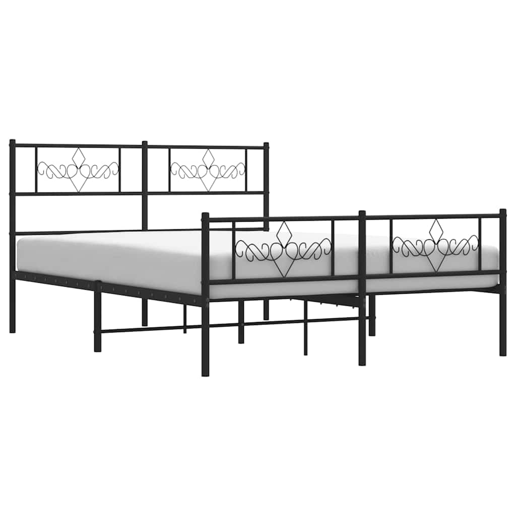 Cadre de lit métal sans matelas avec pied de lit noir 135x190cm - XIOS