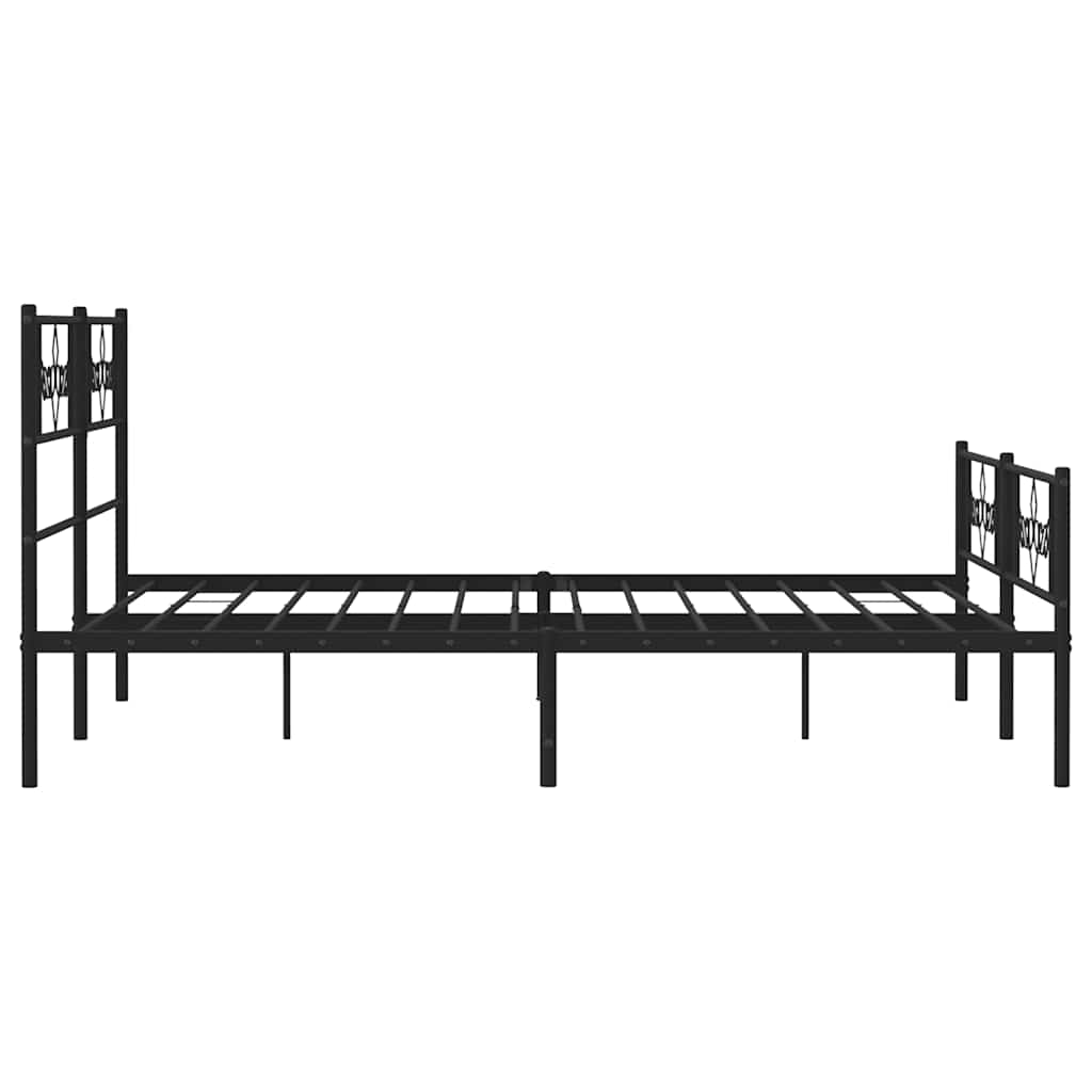 Cadre de lit métal sans matelas avec pied de lit noir 135x190cm - XIOS