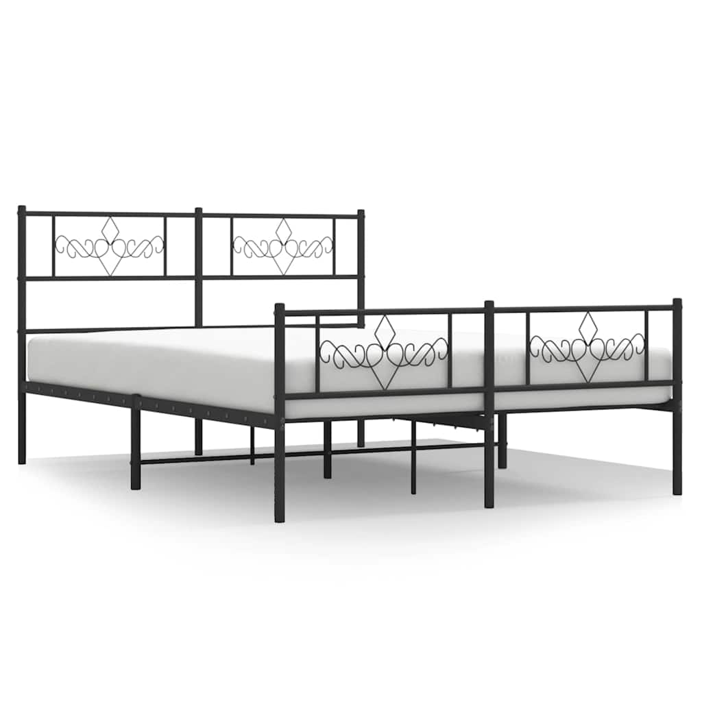 Cadre de lit métal sans matelas avec pied de lit noir 150x200cm - XIOS