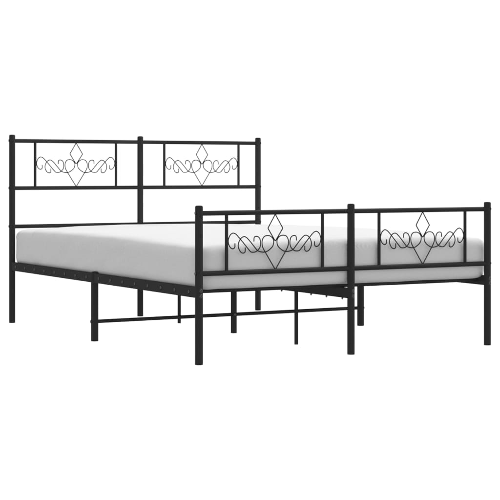 Cadre de lit métal sans matelas avec pied de lit noir 160x200cm - XIOS