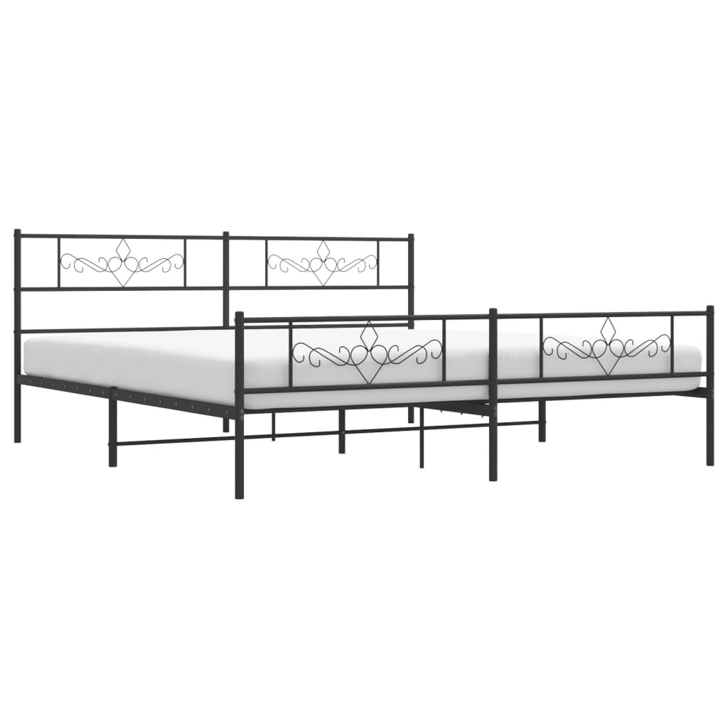 Cadre de lit métal sans matelas avec pied de lit noir 180x200cm - XIOS