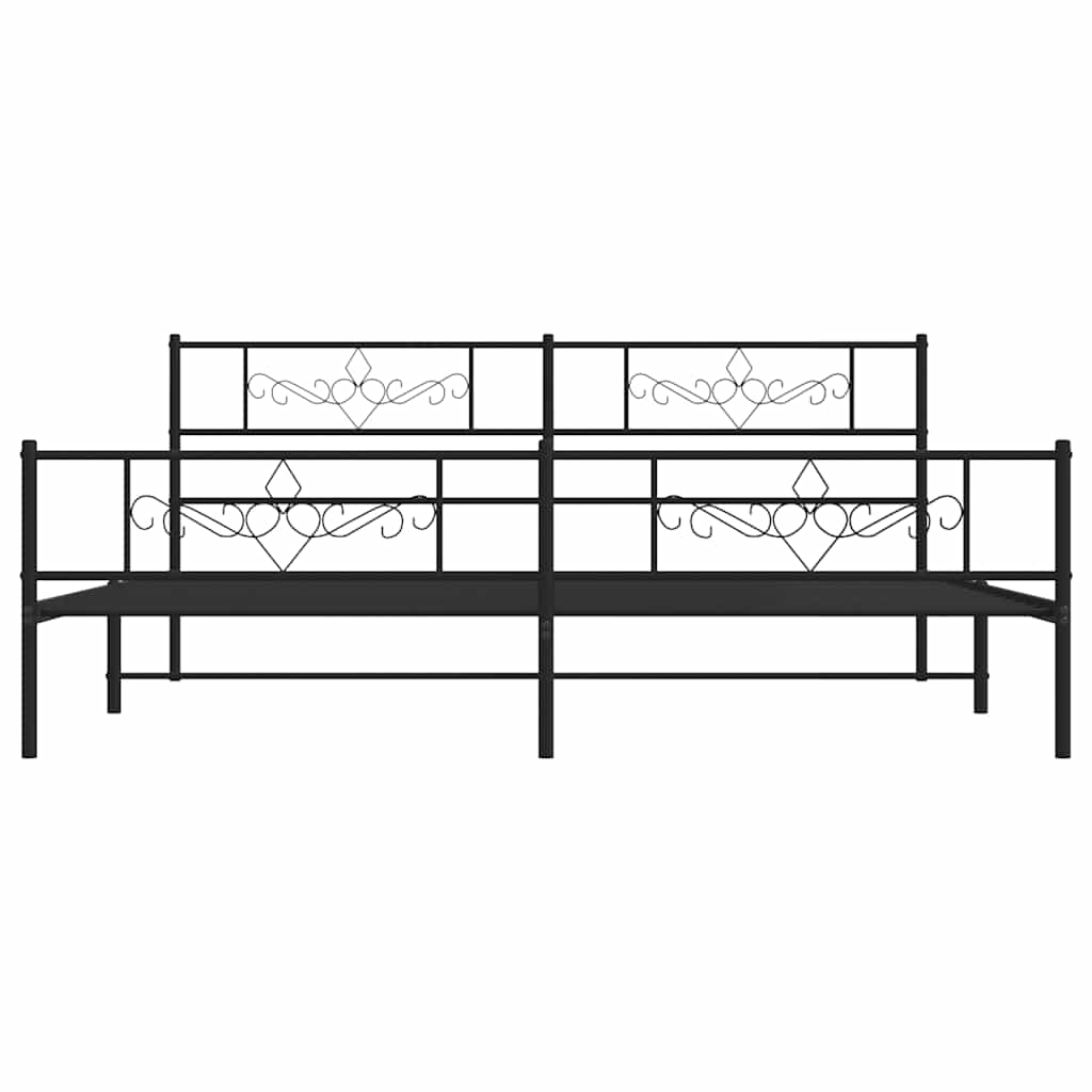 Cadre de lit métal sans matelas avec pied de lit noir 183x213cm - XIOS