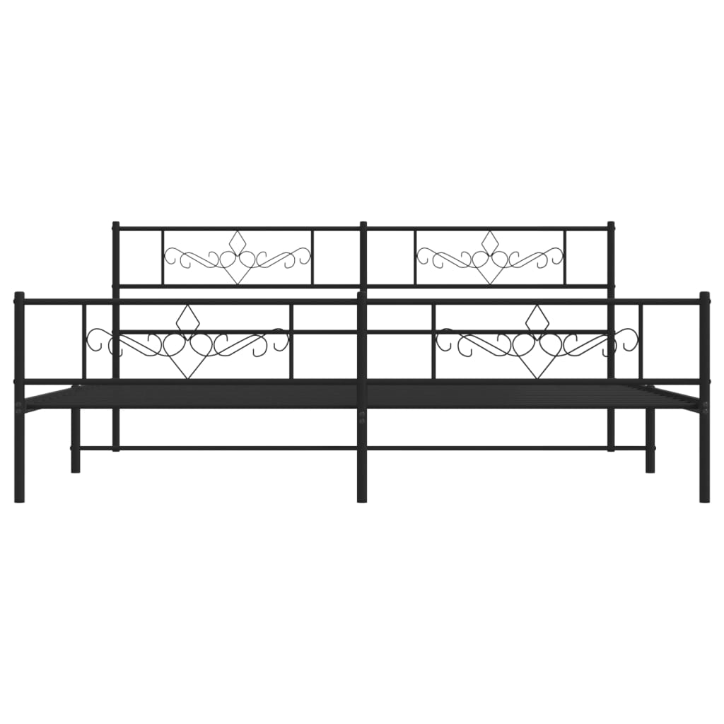 Cadre de lit métal sans matelas avec pied de lit noir 200x200cm - XIOS
