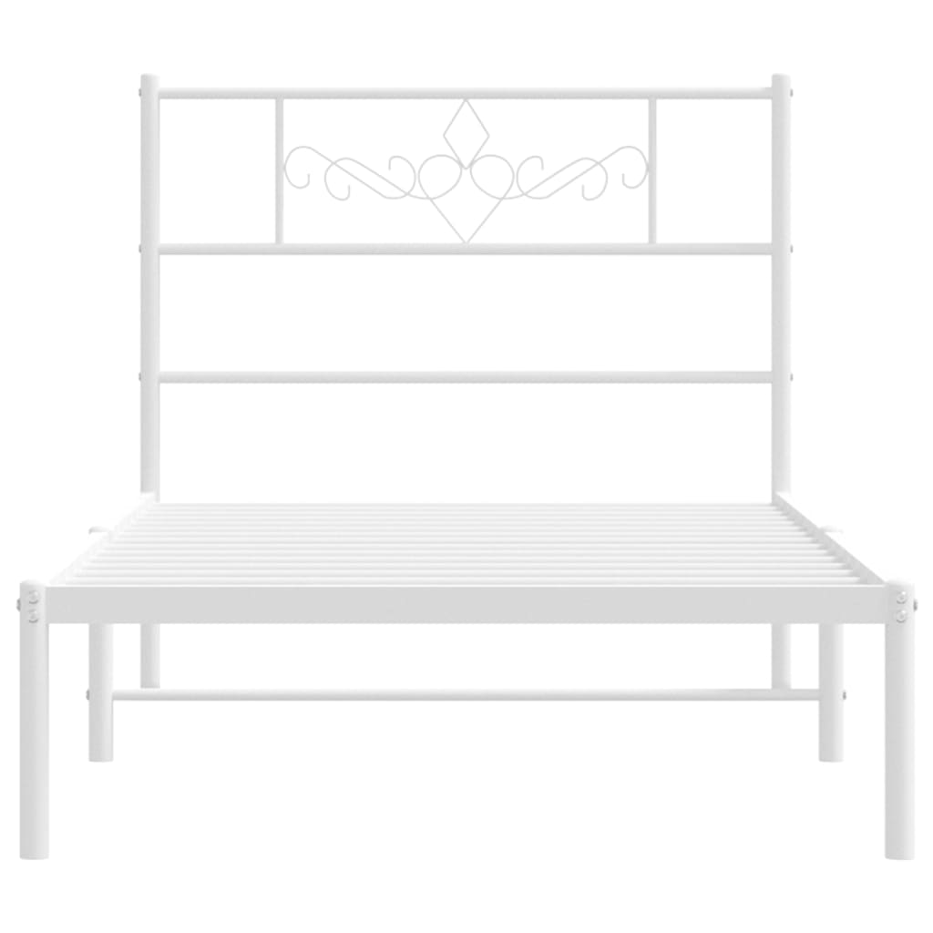 Cadre de lit métal sans matelas avec tête de lit blanc 90x200cm - XIOS