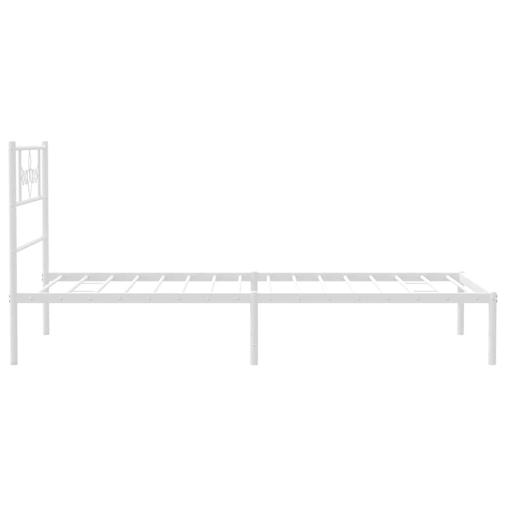 Cadre de lit métal sans matelas et tête de lit blanc 100x190 cm
