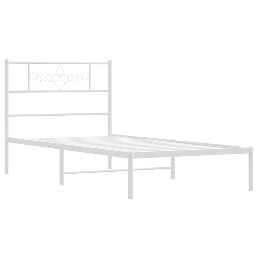 Cadre de lit métal sans matelas et tête de lit blanc 100x200 cm - XIOS