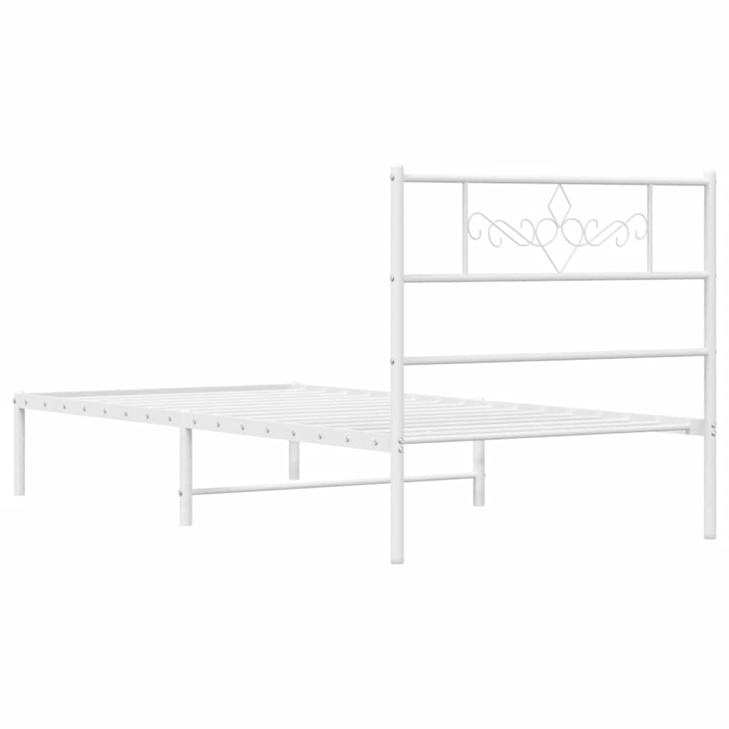 Cadre de lit métal sans matelas et tête de lit blanc 100x200 cm - XIOS