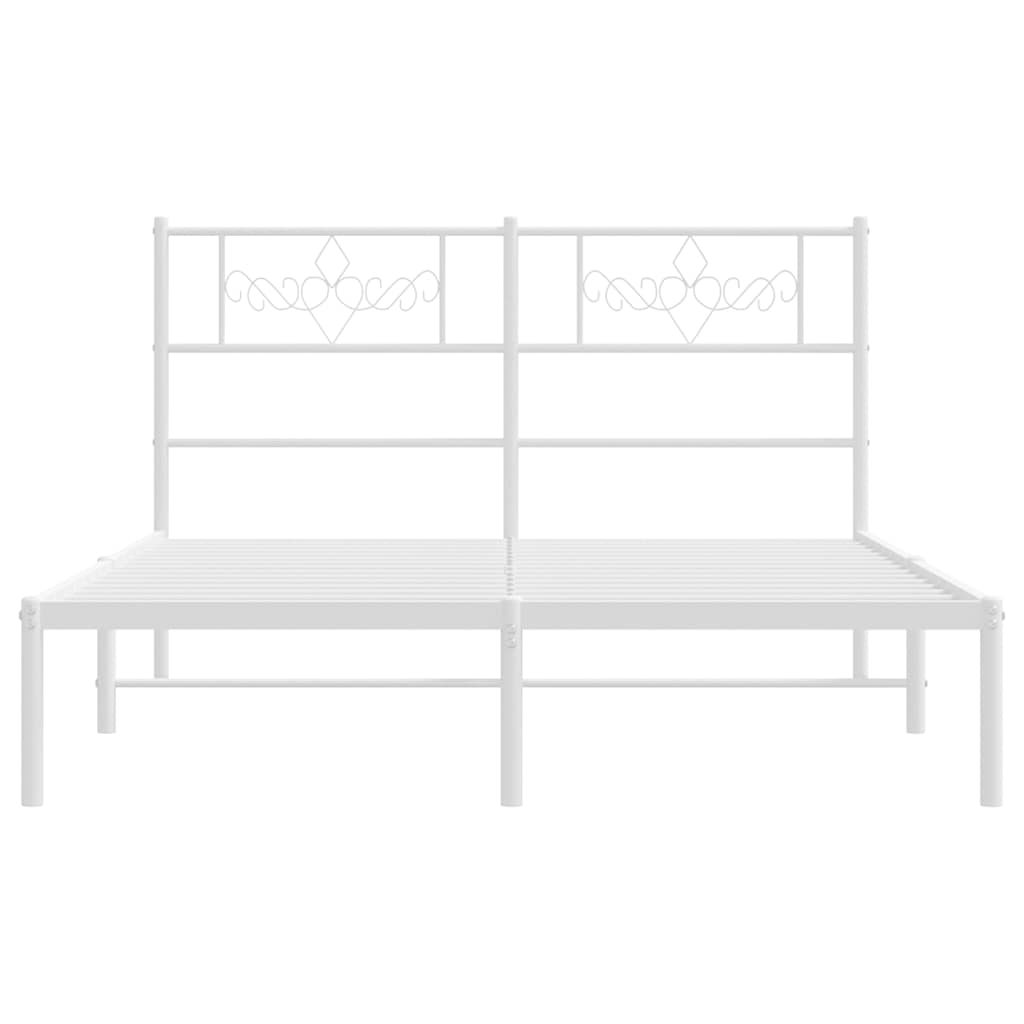 Cadre de lit métal sans matelas et tête de lit blanc 135x190 cm - XIOS