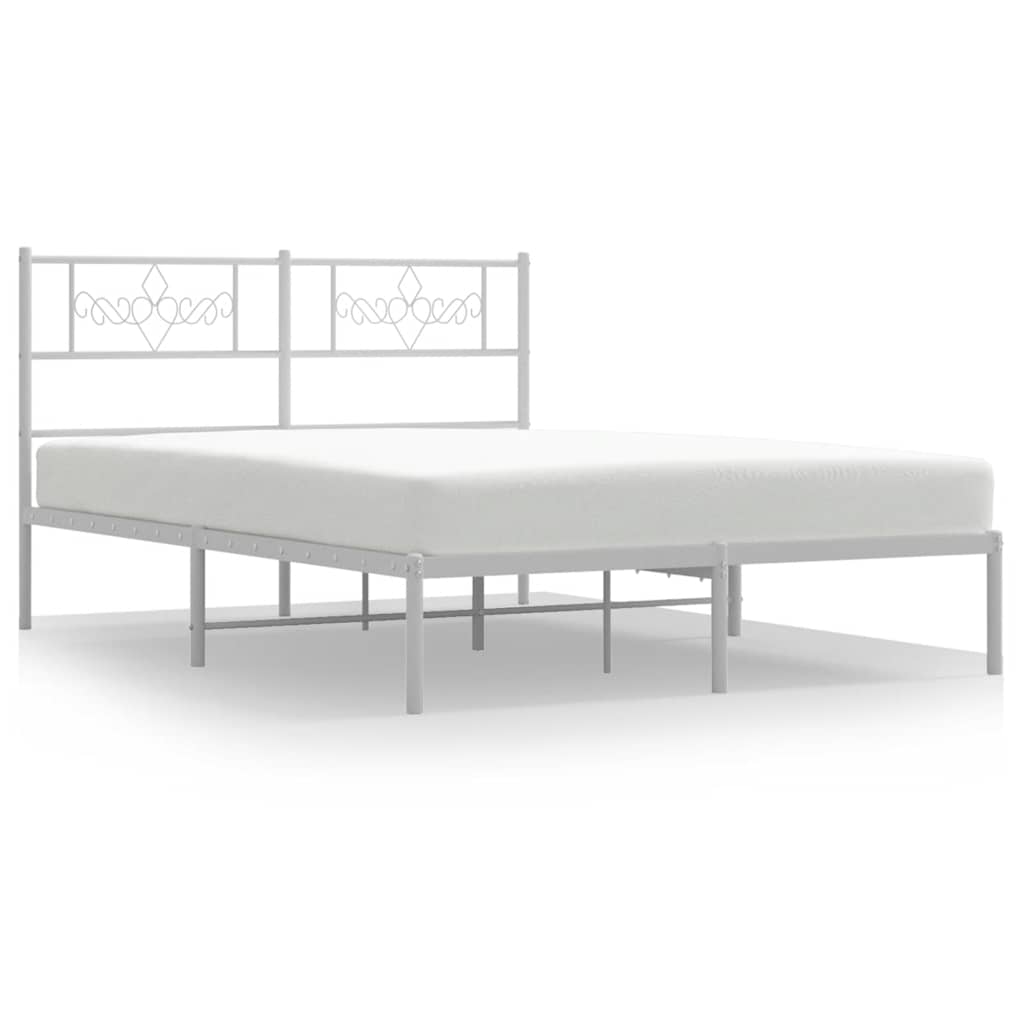Cadre de lit métal sans matelas et tête de lit blanc 150x200 cm - XIOS