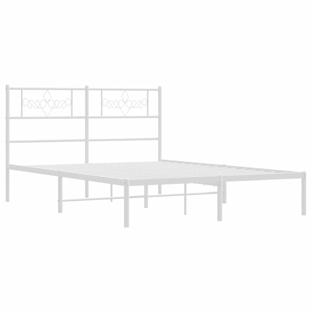 Cadre de lit métal sans matelas et tête de lit blanc 150x200 cm - XIOS