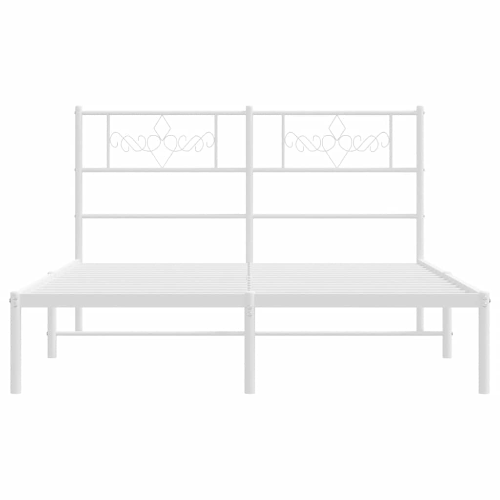 Cadre de lit métal sans matelas et tête de lit blanc 150x200 cm - XIOS