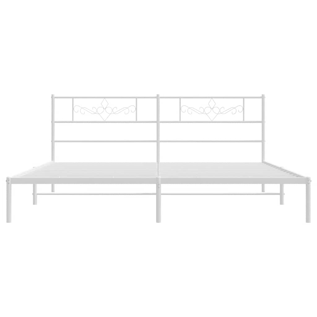 Cadre de lit métal sans matelas et tête de lit blanc 193x203 cm - XIOS