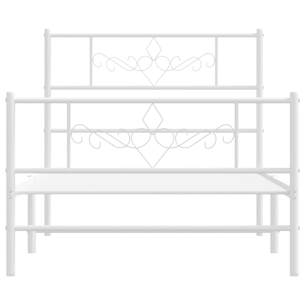 Cadre de lit métal sans matelas et pied de lit blanc 100x200 cm
