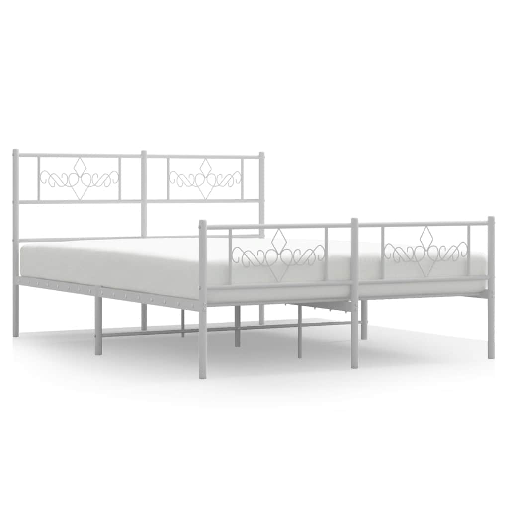 Cadre de lit métal sans matelas et pied de lit blanc 135x190 cm - XIOS