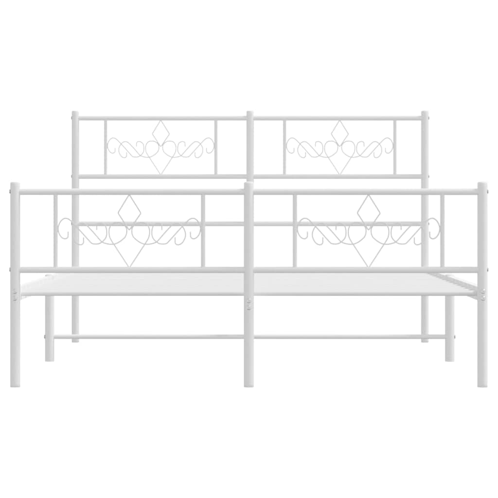 Cadre de lit métal sans matelas et pied de lit blanc 135x190 cm - XIOS