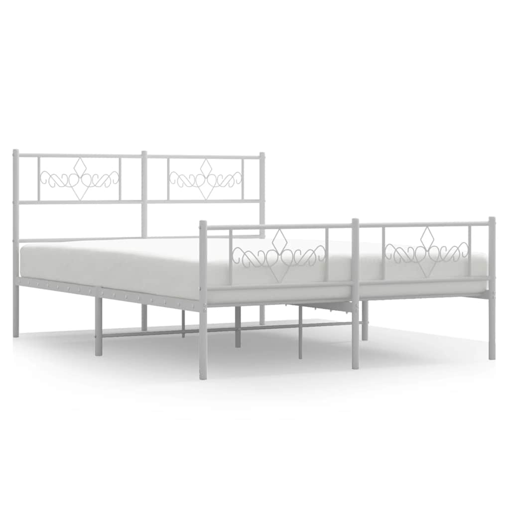 Cadre de lit métal sans matelas et pied de lit blanc 150x200 cm - XIOS