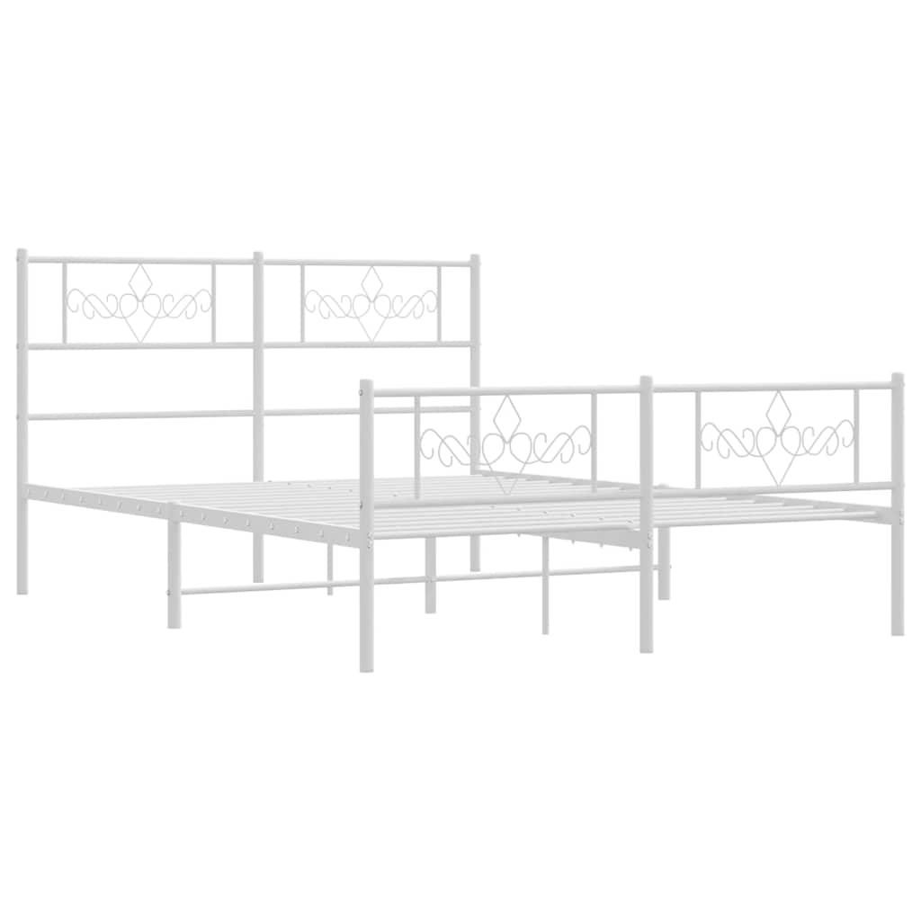 Cadre de lit métal sans matelas et pied de lit blanc 150x200 cm - XIOS