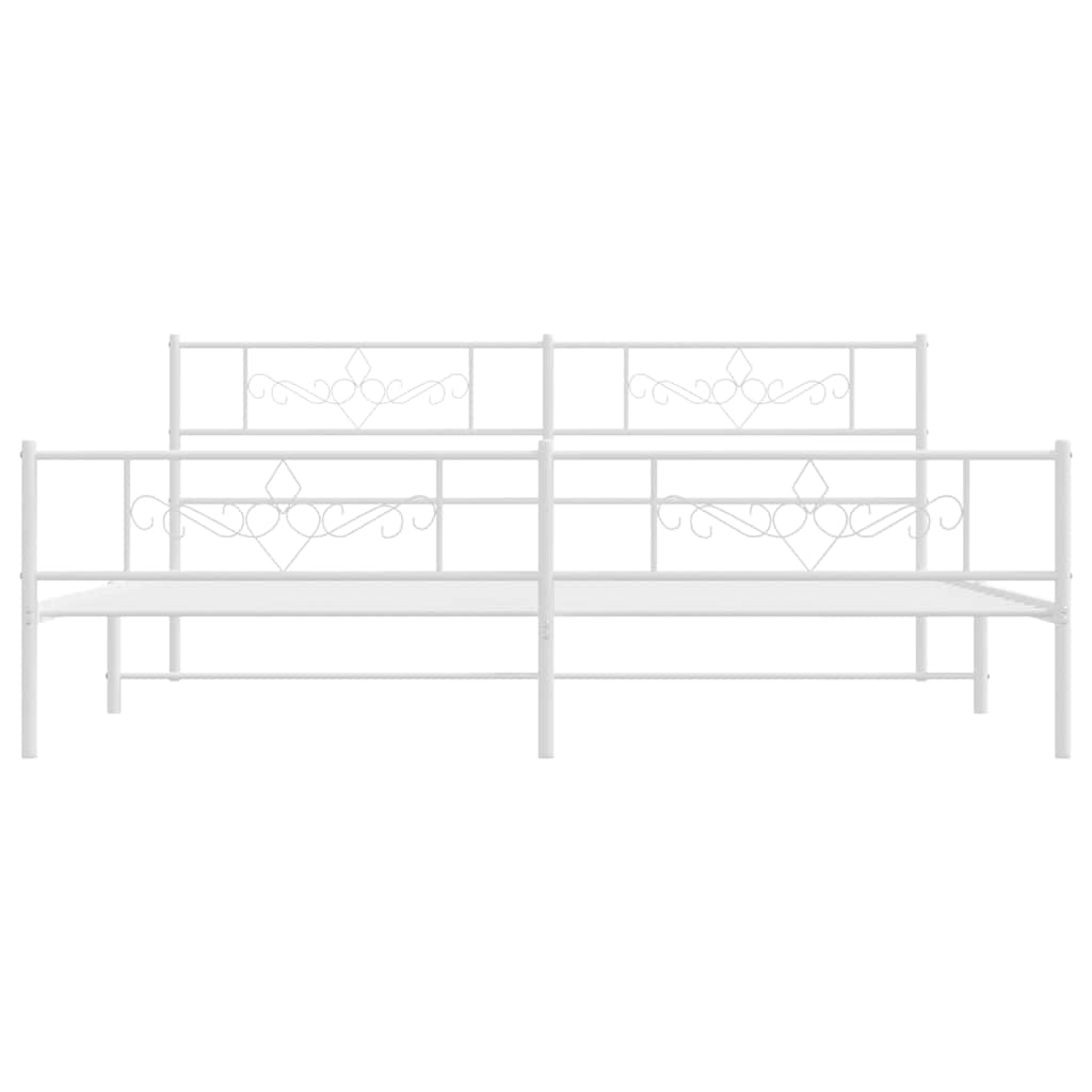 Cadre de lit métal sans matelas et pied de lit blanc 193x203 cm - XIOS