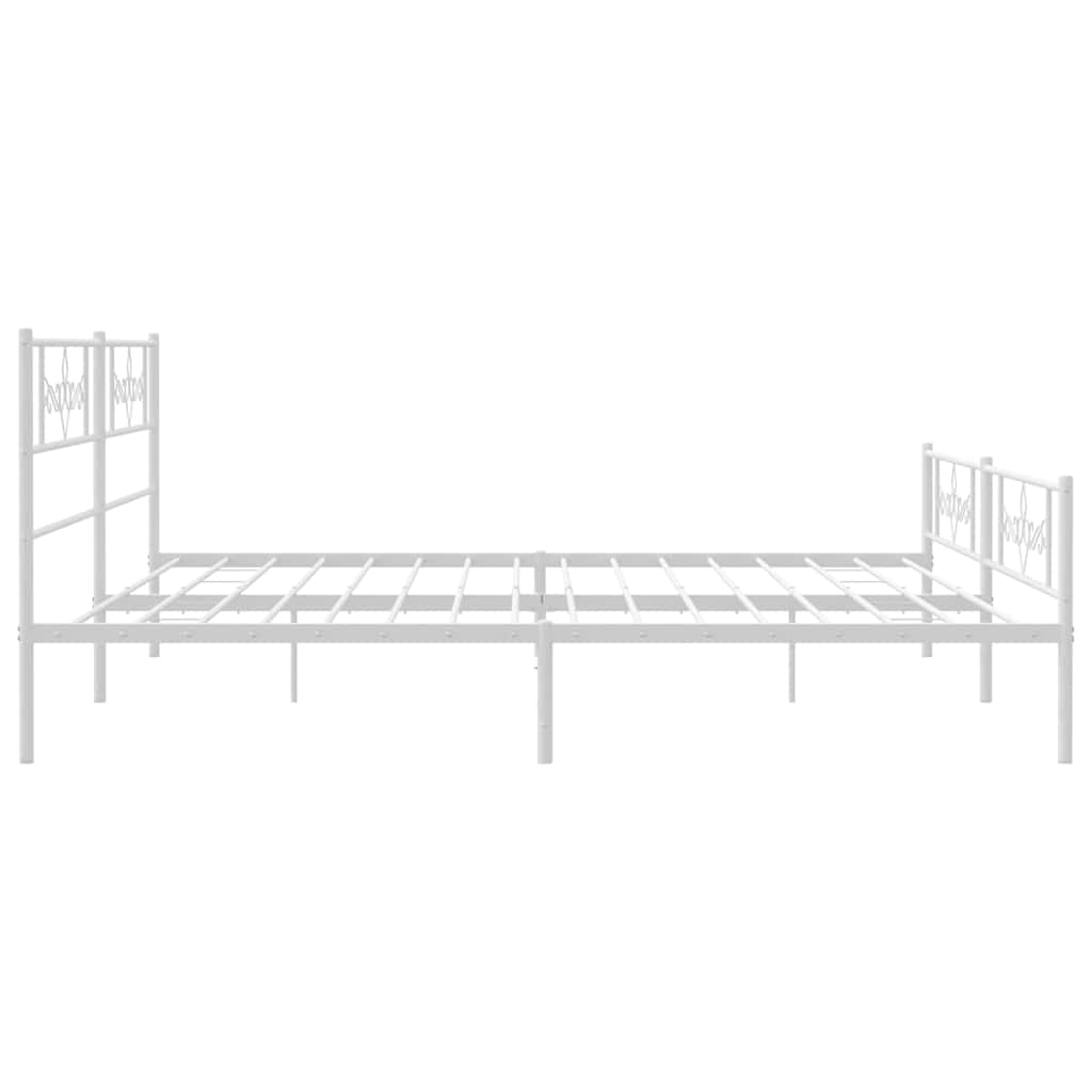 Cadre de lit métal sans matelas et pied de lit blanc 193x203 cm - XIOS
