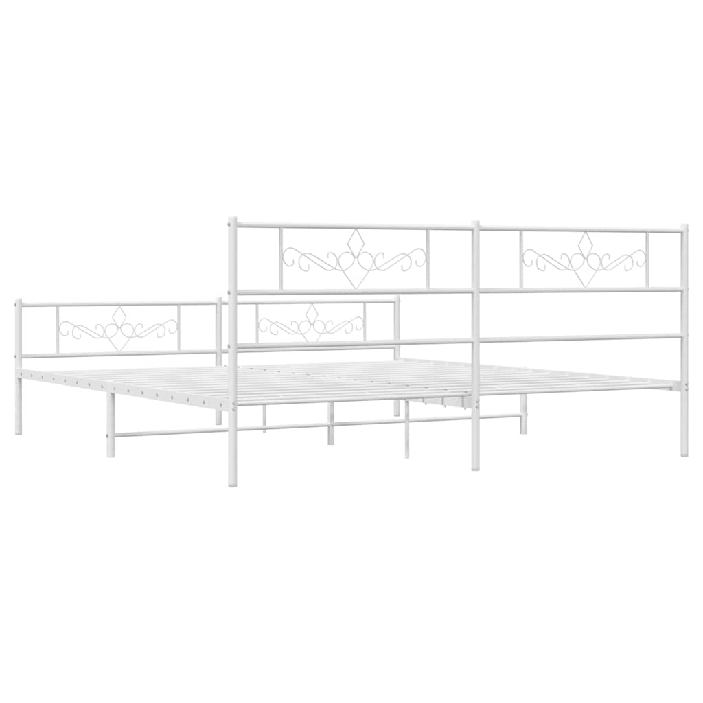 Cadre de lit métal sans matelas et pied de lit blanc 193x203 cm - XIOS