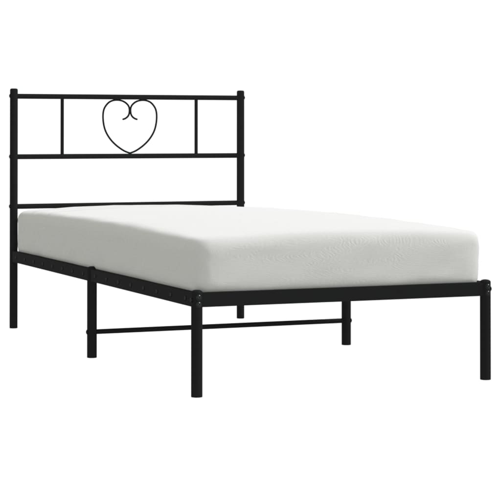 Cadre de lit métal sans matelas avec tête de lit noir 75x190 cm - XIOS