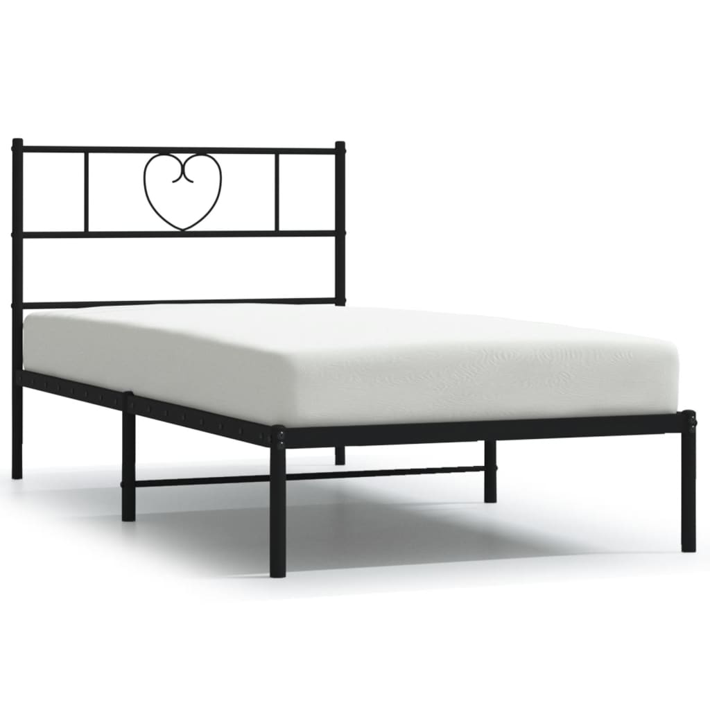 Cadre de lit métal sans matelas avec tête de lit noir 80x200 cm - XIOS