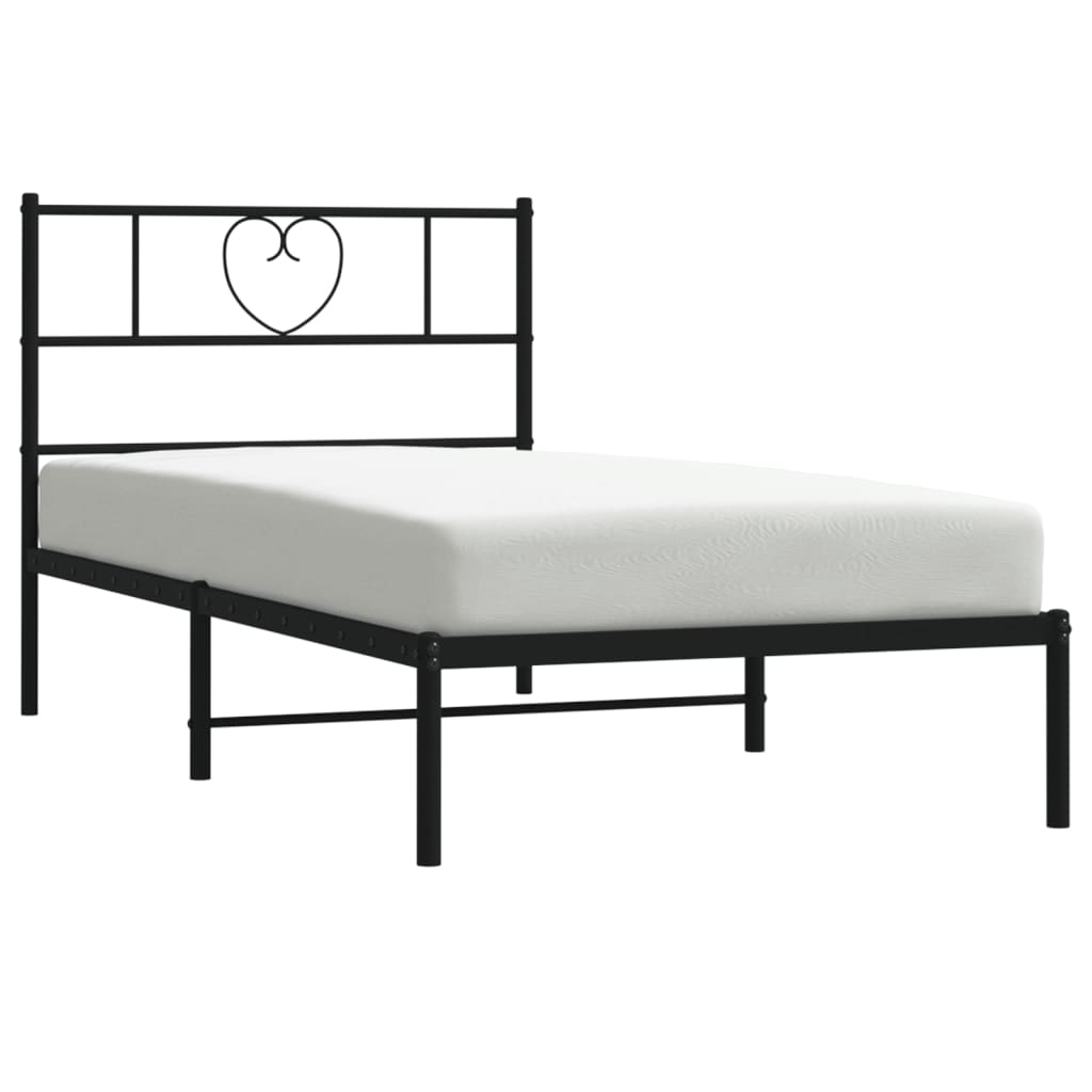Cadre de lit métal sans matelas avec tête de lit noir 80x200 cm - XIOS