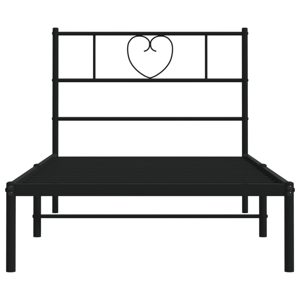 Cadre de lit métal sans matelas avec tête de lit noir 80x200 cm - XIOS