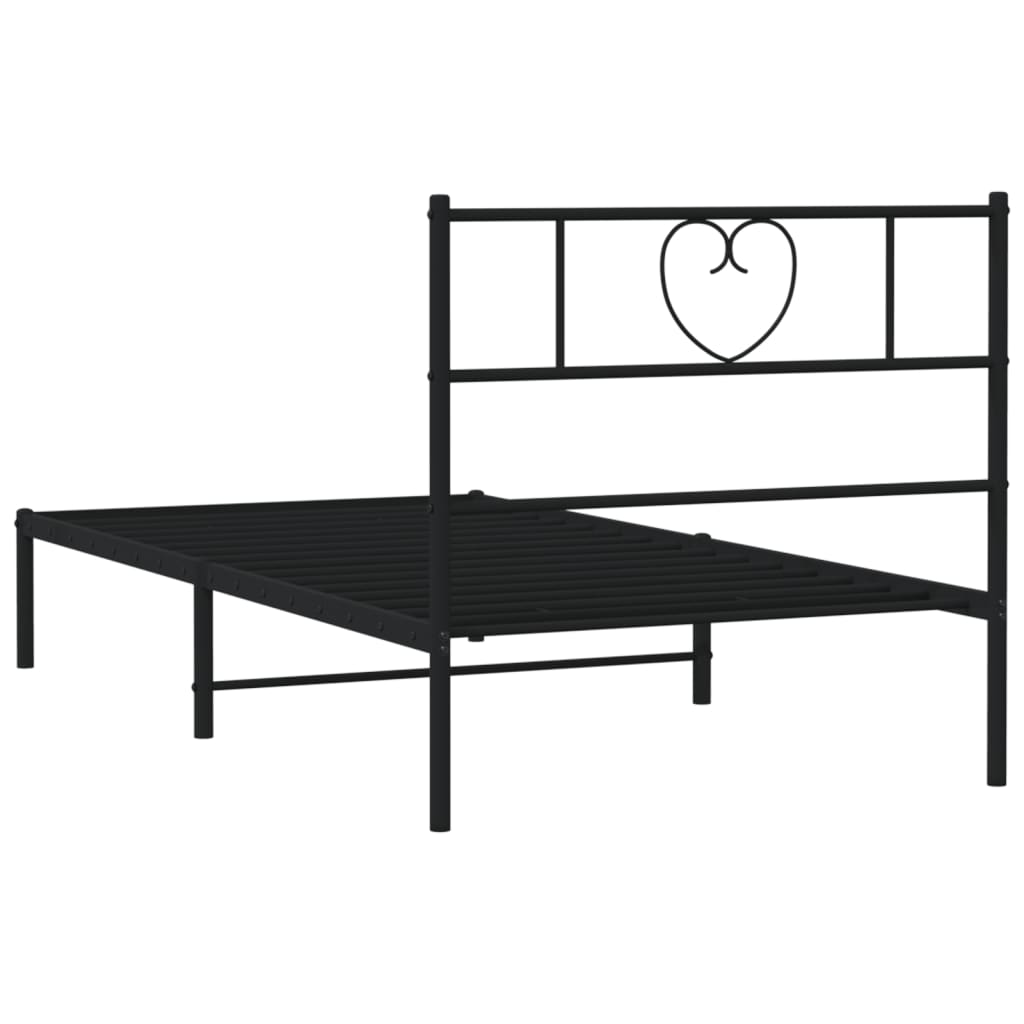 Cadre de lit métal sans matelas avec tête de lit noir 80x200 cm - XIOS