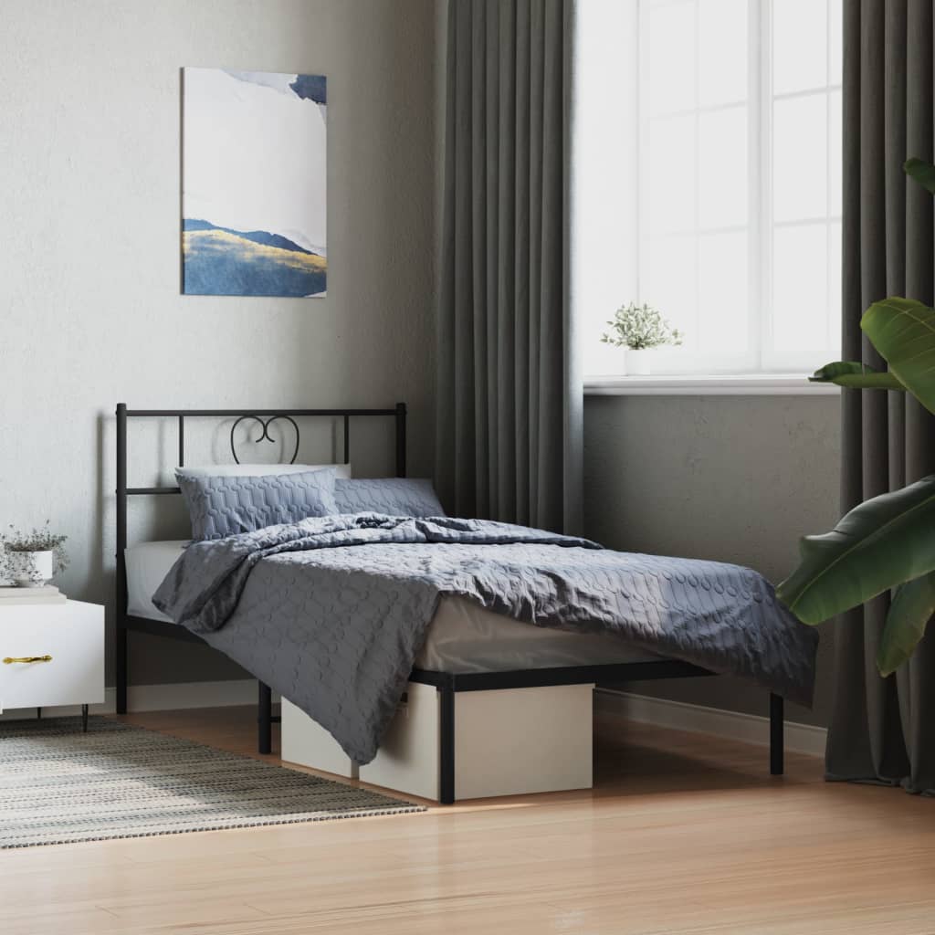 Cadre de lit métal sans matelas avec tête de lit noir 80x200 cm - XIOS