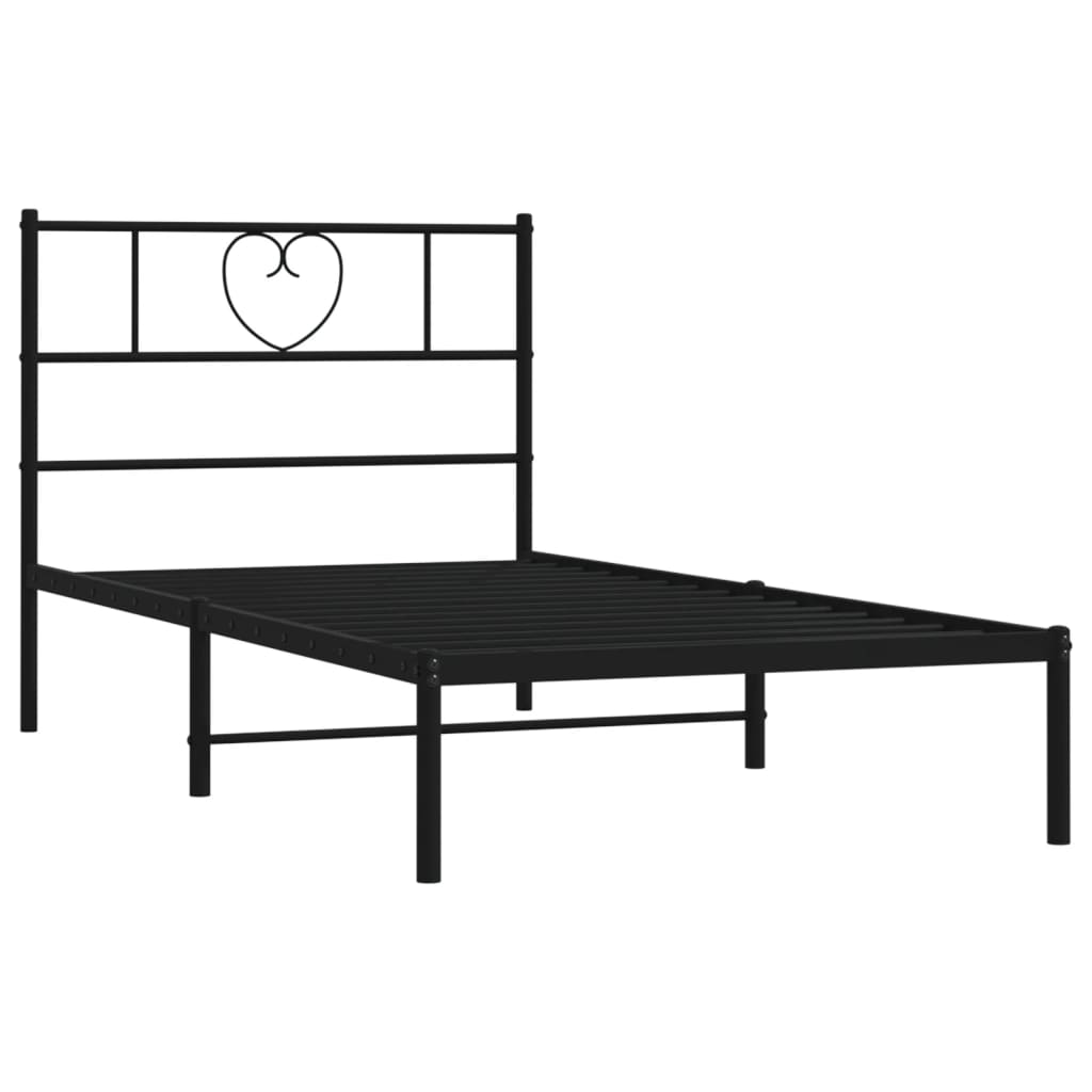 Cadre de lit métal sans matelas avec tête de lit noir 90x190 cm - XIOS