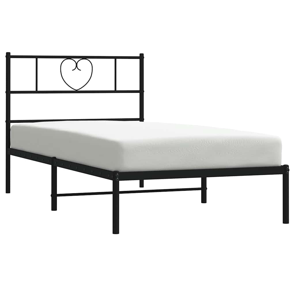 Cadre de lit métal sans matelas avec tête de lit noir 100x190cm - XIOS