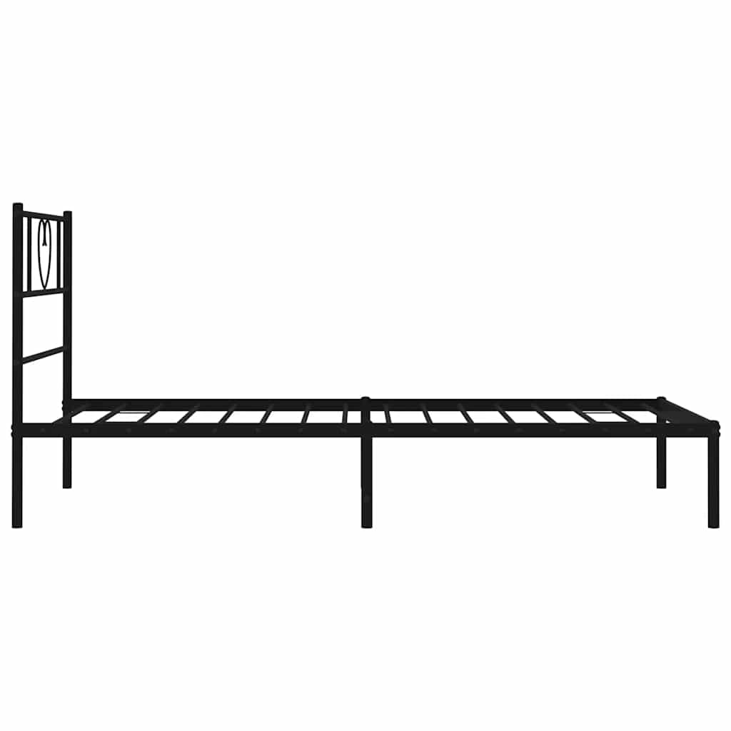 Cadre de lit métal sans matelas avec tête de lit noir 100x200cm - XIOS