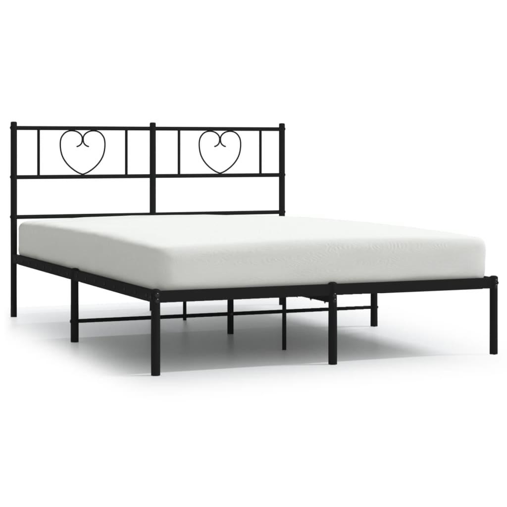 Cadre de lit métal sans matelas avec tête de lit noir 120x200cm - XIOS