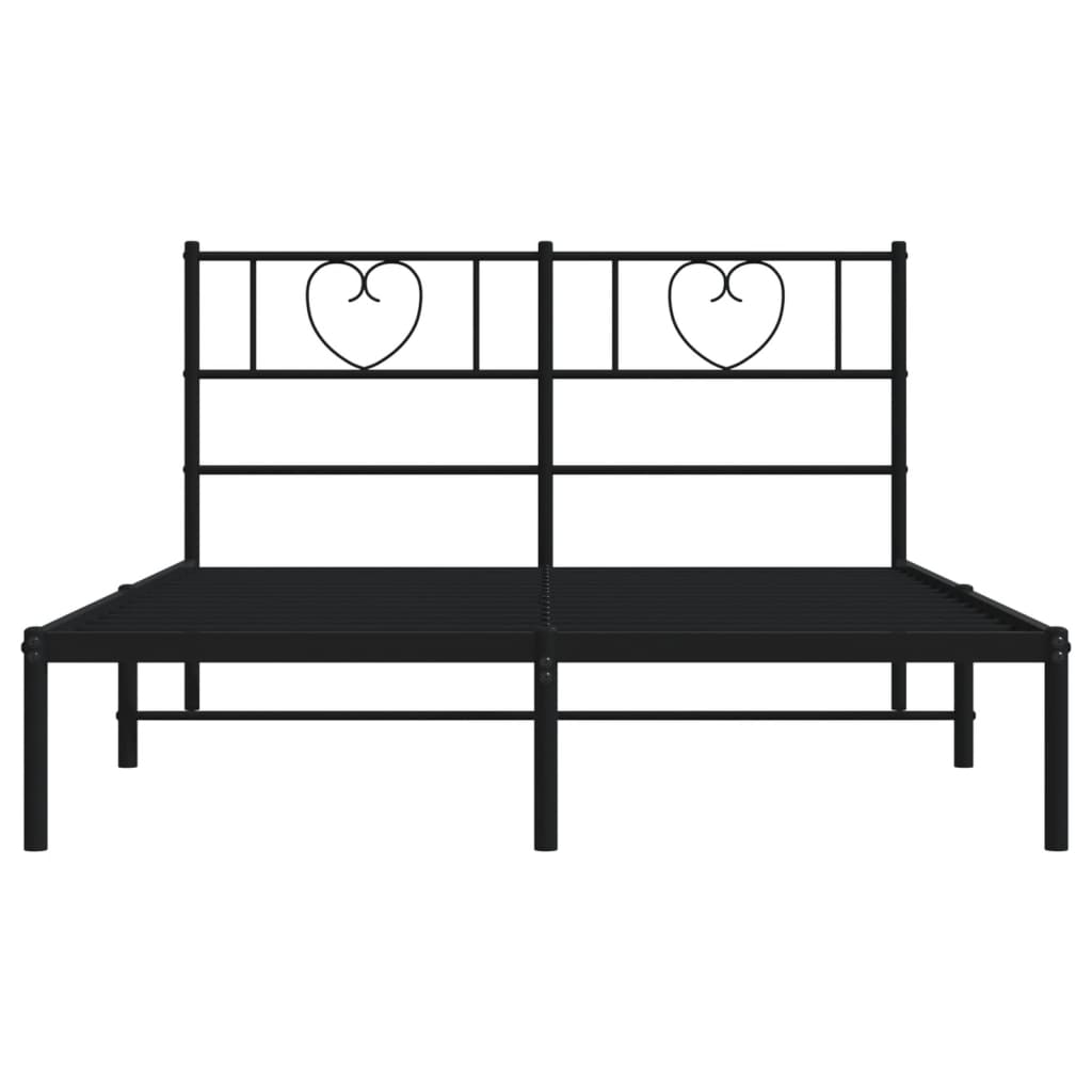 Cadre de lit métal sans matelas avec tête de lit noir 120x200cm - XIOS