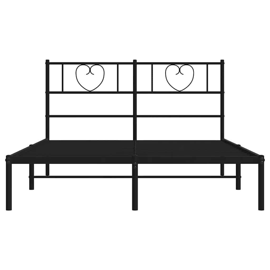 Cadre de lit métal sans matelas avec tête de lit noir 135x190cm - XIOS