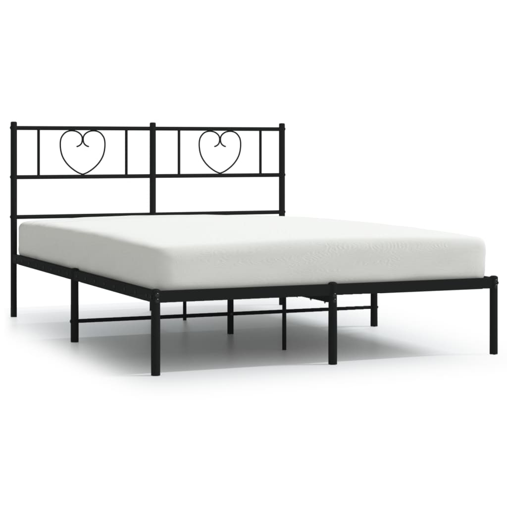 Cadre de lit métal sans matelas avec tête de lit noir 140x200cm - XIOS
