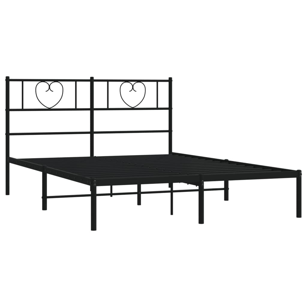 Cadre de lit métal sans matelas avec tête de lit noir 140x200cm - XIOS