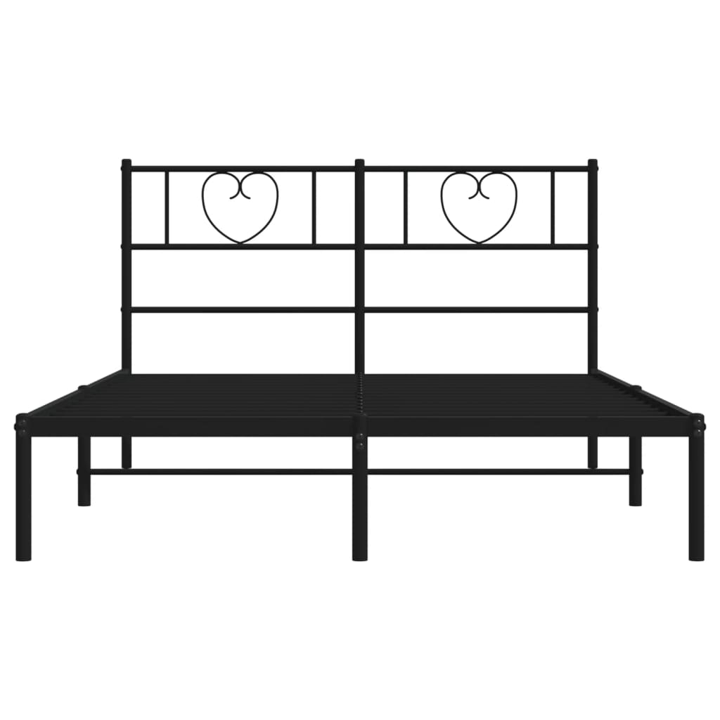 Cadre de lit métal sans matelas avec tête de lit noir 140x200cm - XIOS