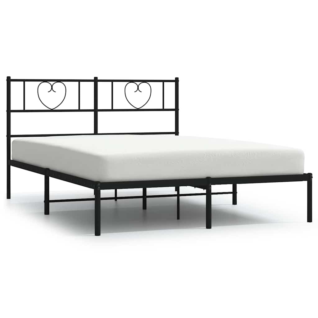 Cadre de lit métal sans matelas avec tête de lit noir 150x200cm - XIOS