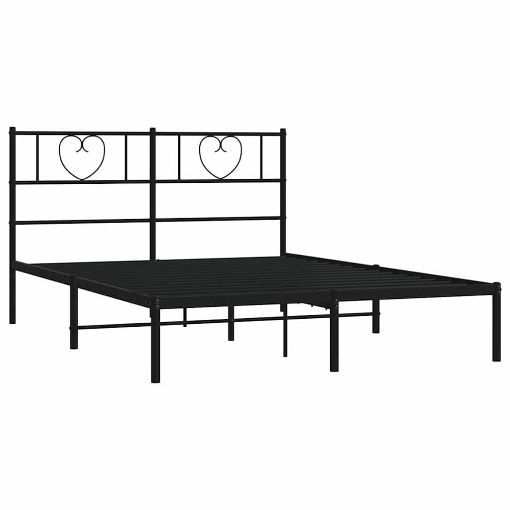 Cadre de lit métal sans matelas avec tête de lit noir 150x200cm - XIOS