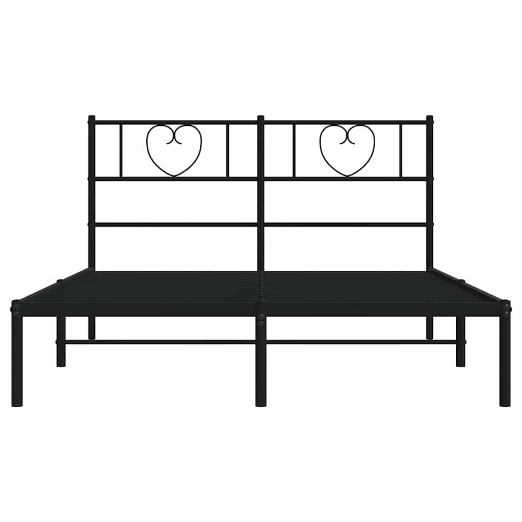 Cadre de lit métal sans matelas avec tête de lit noir 150x200cm - XIOS