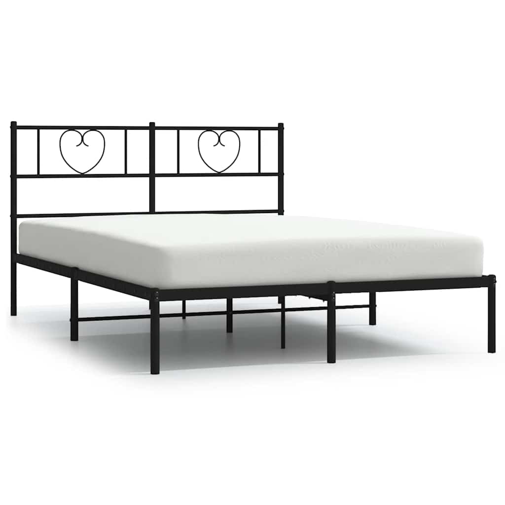 Cadre de lit métal sans matelas et tête de lit noir 160x200 cm - XIOS