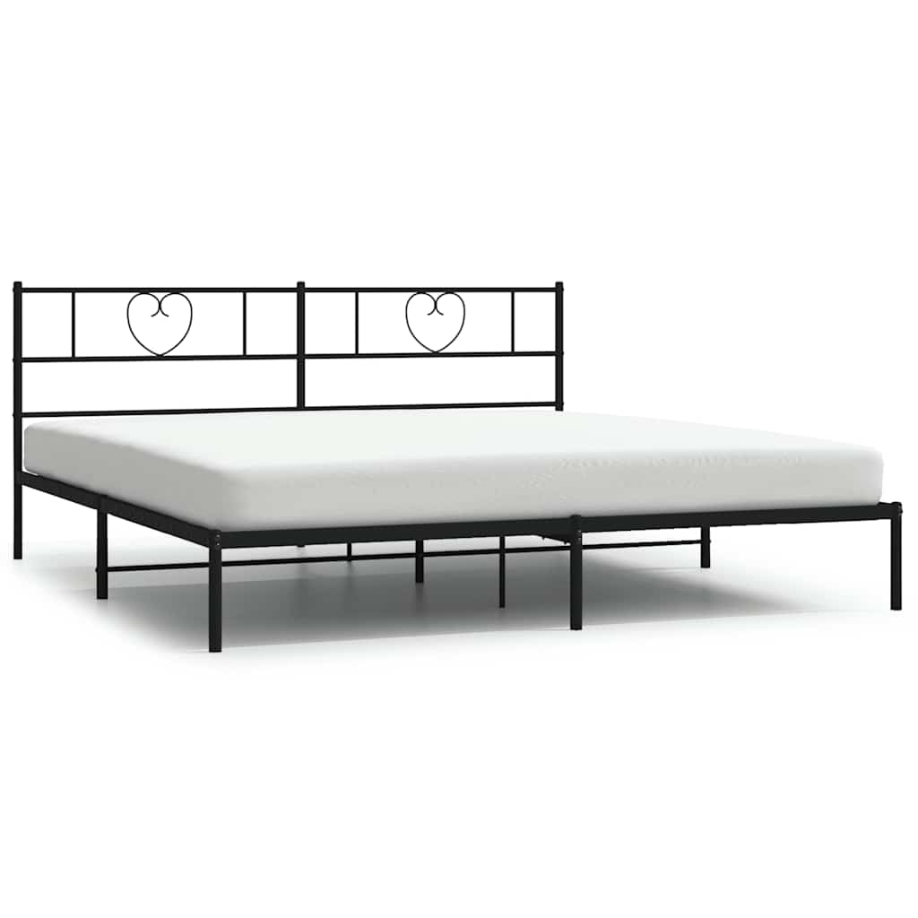 Cadre de lit métal sans matelas et tête de lit noir 180x200 cm - XIOS