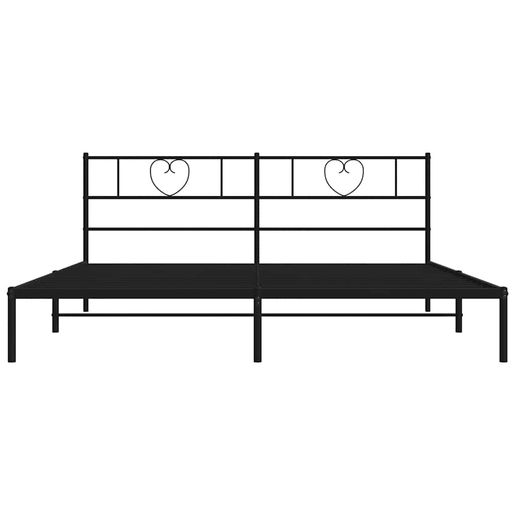 Cadre de lit métal sans matelas et tête de lit noir 180x200 cm - XIOS