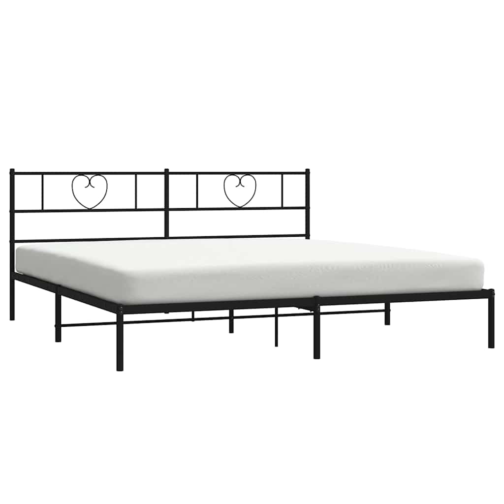 Cadre de lit métal sans matelas avec tête de lit noir 183x213cm - XIOS