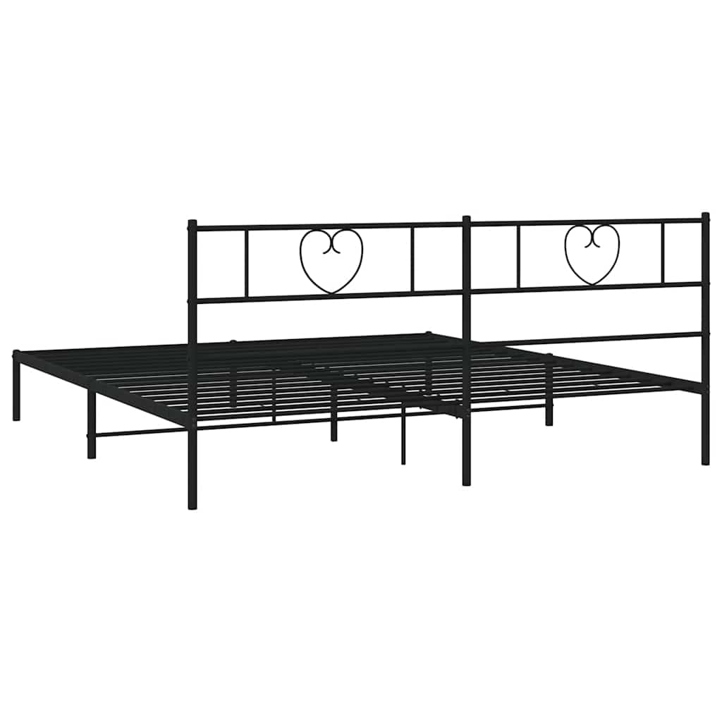 Cadre de lit métal sans matelas avec tête de lit noir 183x213cm - XIOS