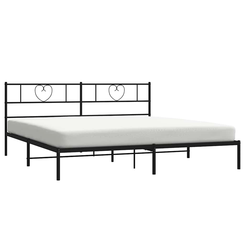 Cadre de lit métal sans matelas avec tête de lit noir 193x203cm - XIOS