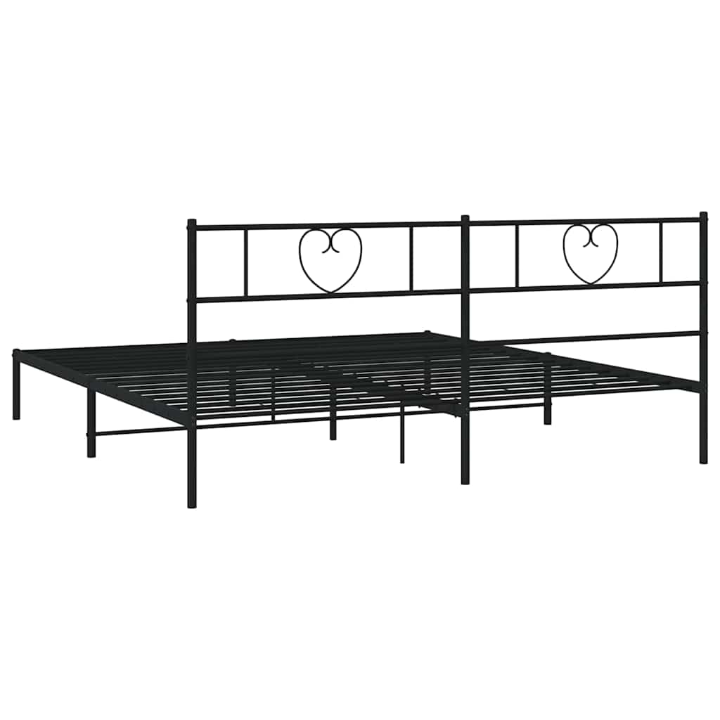 Cadre de lit métal sans matelas avec tête de lit noir 193x203cm - XIOS